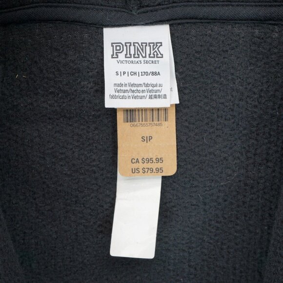 NWT PINK Black Sherpa Half Zip Pullover Hoodie Women's Size Small MSRP $79 - Picture 5 of 5